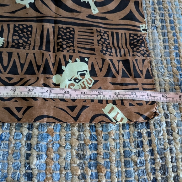 Brown Black Beige Animal Print Striped Spotted 100% Silk Scarf 54x10 - Picture 6 of 7